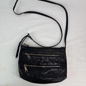 Hobo The Original Crossbody Bag Womens Black Leather Strap Zip Pockets Organizer